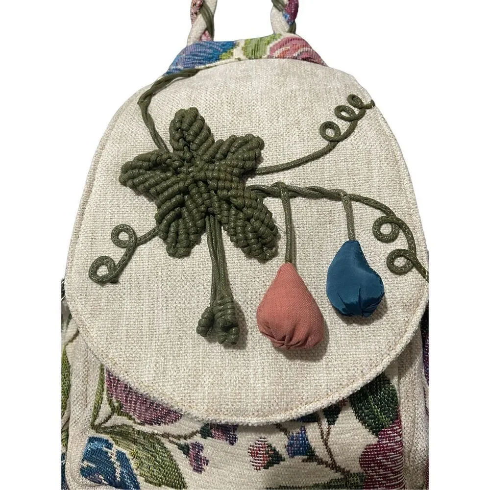 Backpack Artisan Charm Double Shoulder Straps Multi Compartments Lightweight Can - Picture 3 of 9